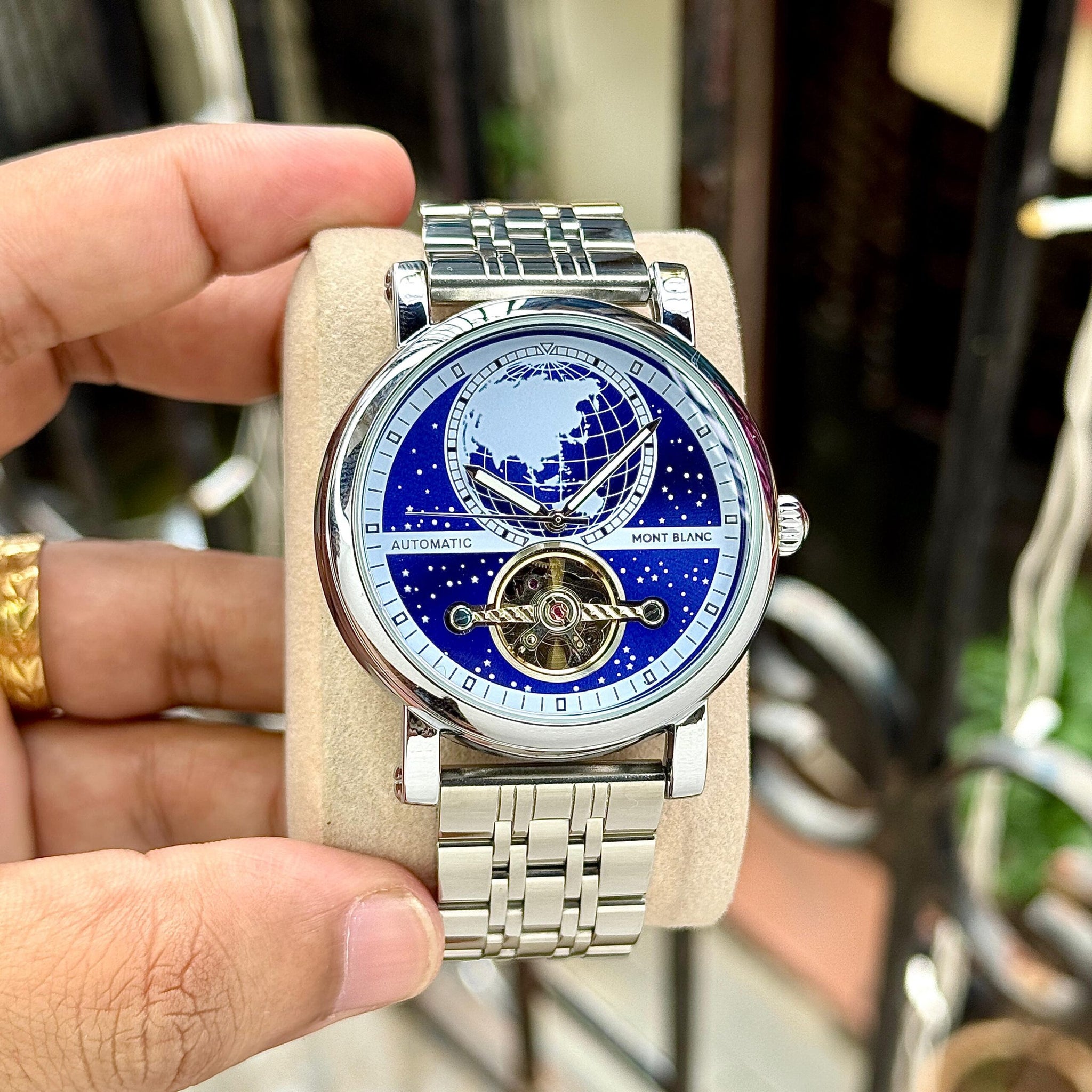Montblanc Heritage World Map Automatic Blue Dial