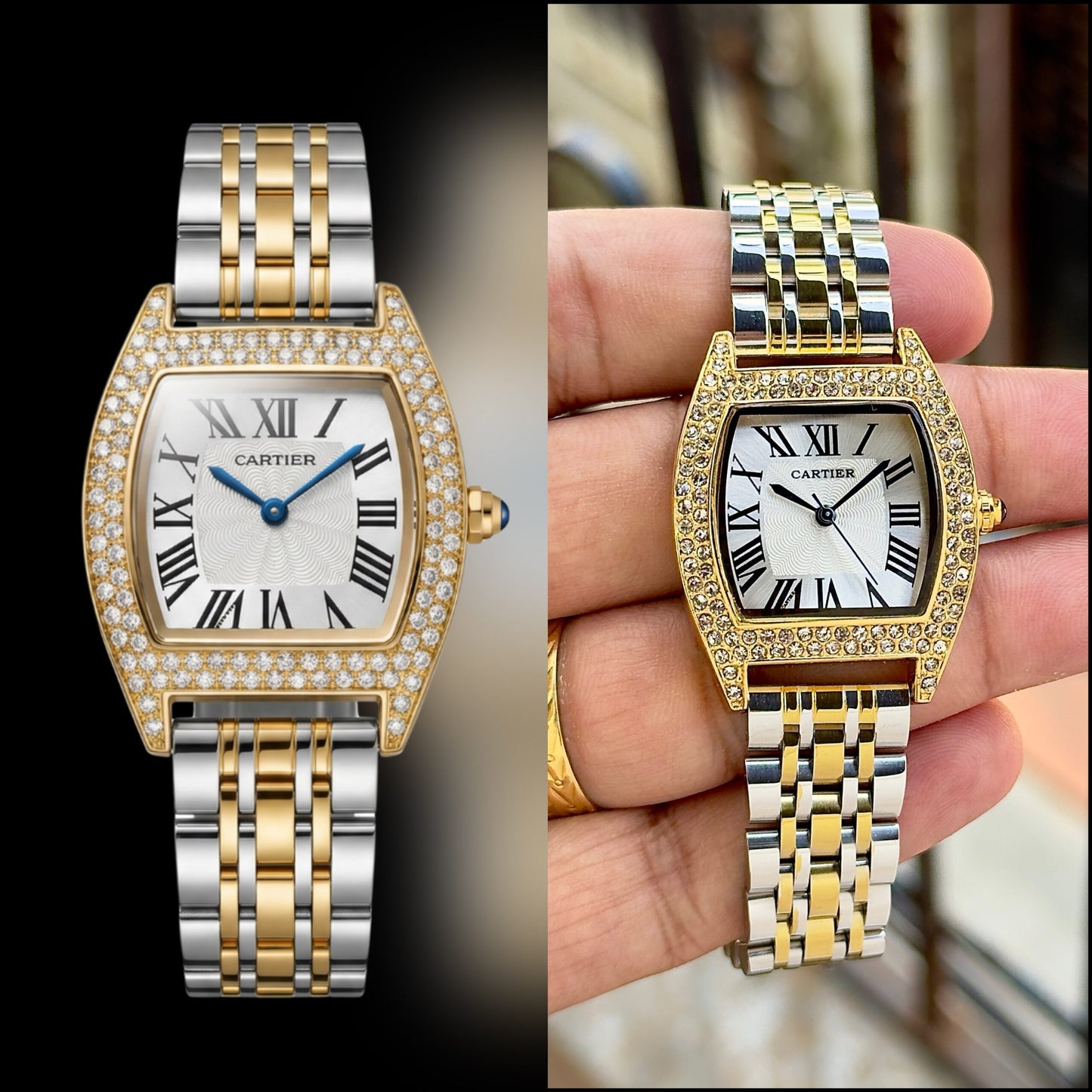 Cartier Tortue Style White Guilloche Dial