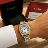 Cartier Tortue Style White Guilloche Dial