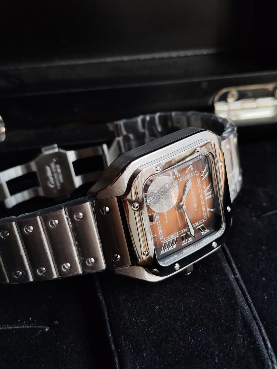 Cartier Santos De Silver Brown Dial Automatic