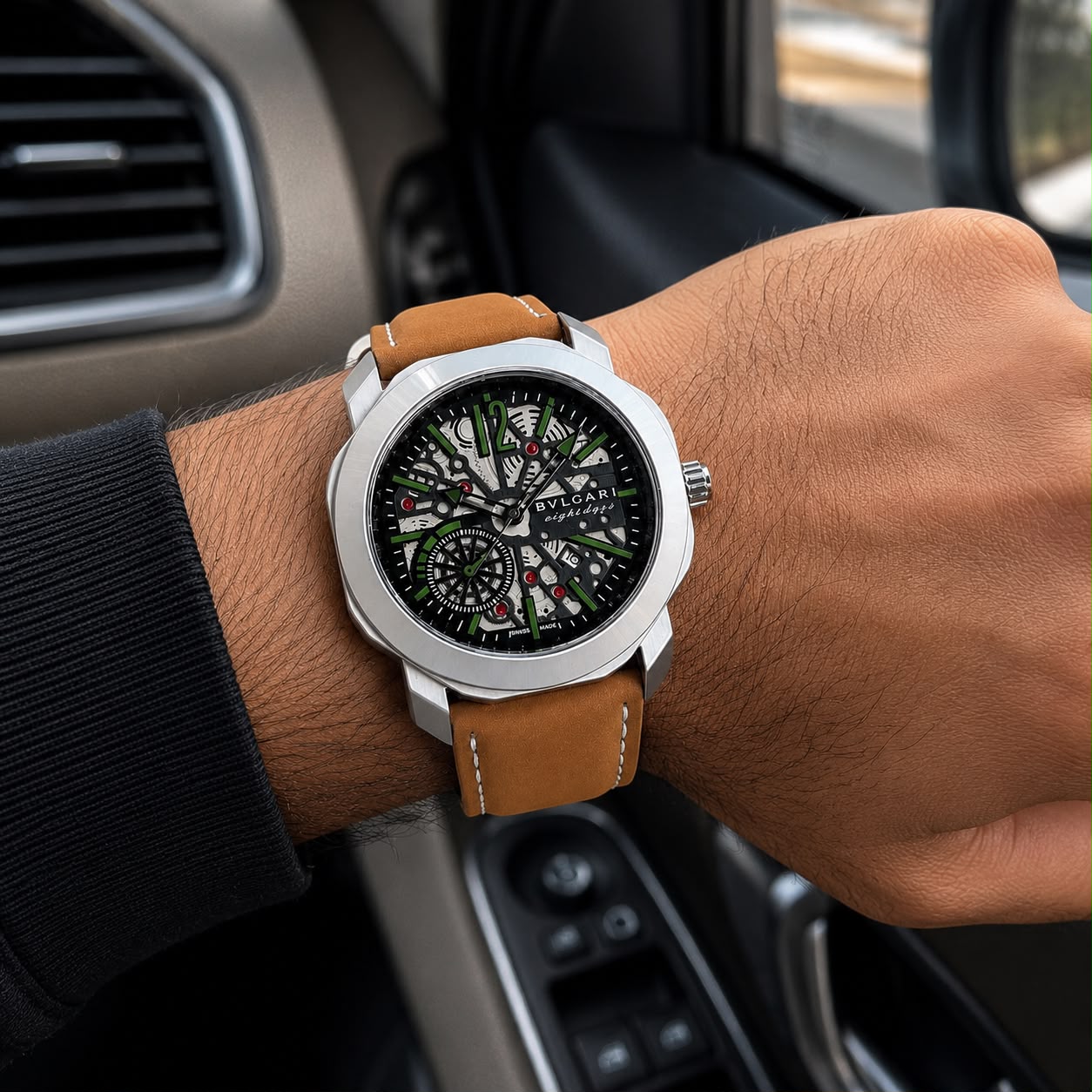Bvlgari Open Heart Black Skeleton Dial Quartz