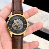 Boss Automatic Black Textured Skeleton Dial