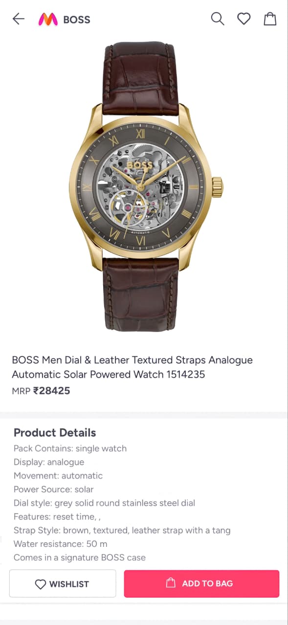 Boss Automatic Black Textured Skeleton Dial
