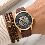 Boss Automatic Black Textured Skeleton Dial