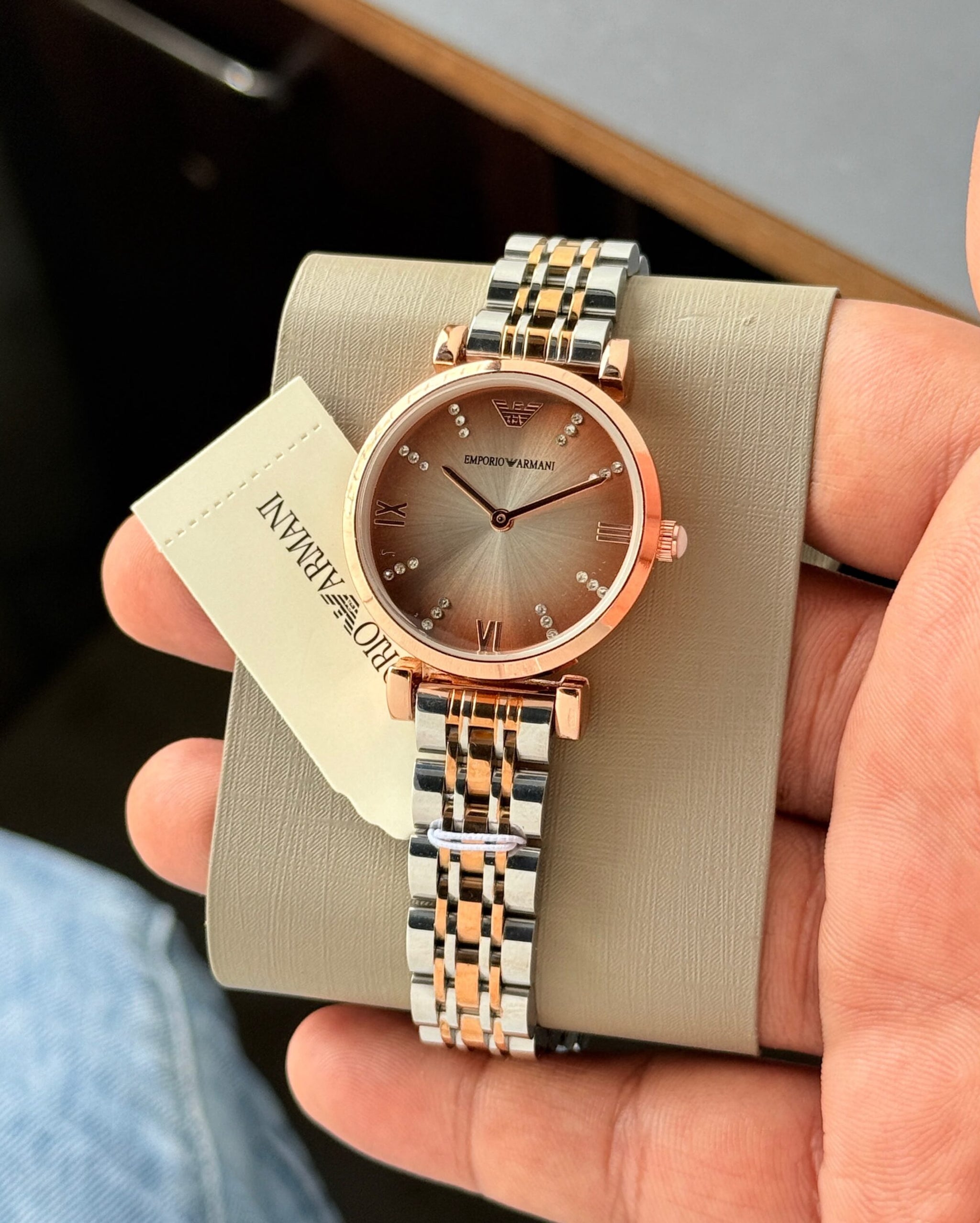 Emporio Armani Slim Brown Diamond Dial