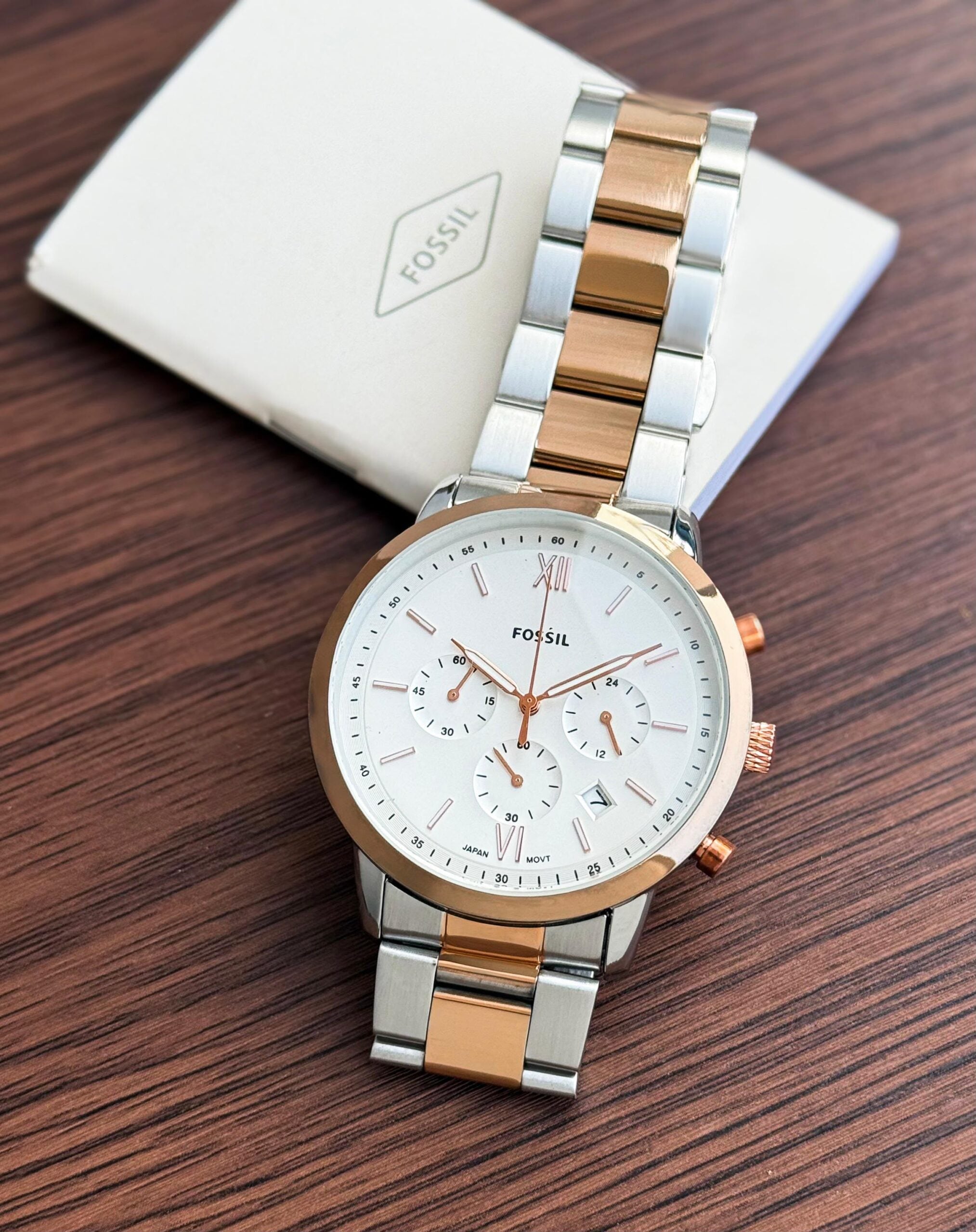 Fossil Chronograph White Dial Two-Tone