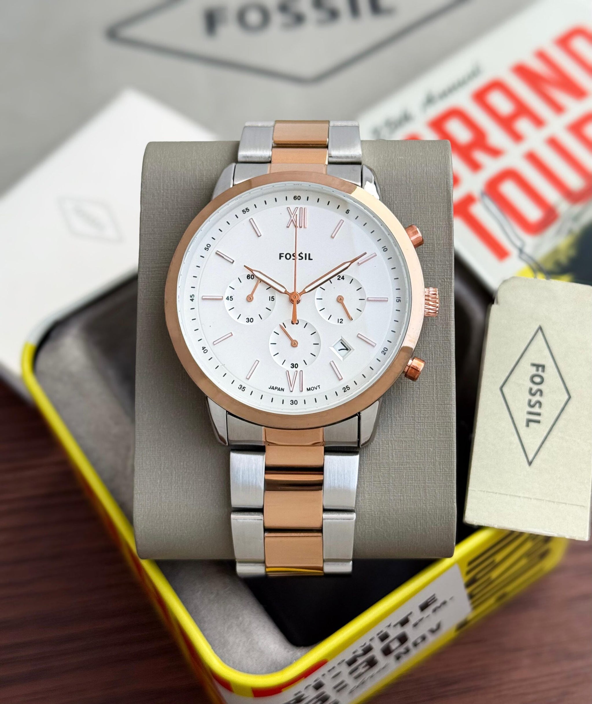 Fossil Chronograph White Dial Two-Tone