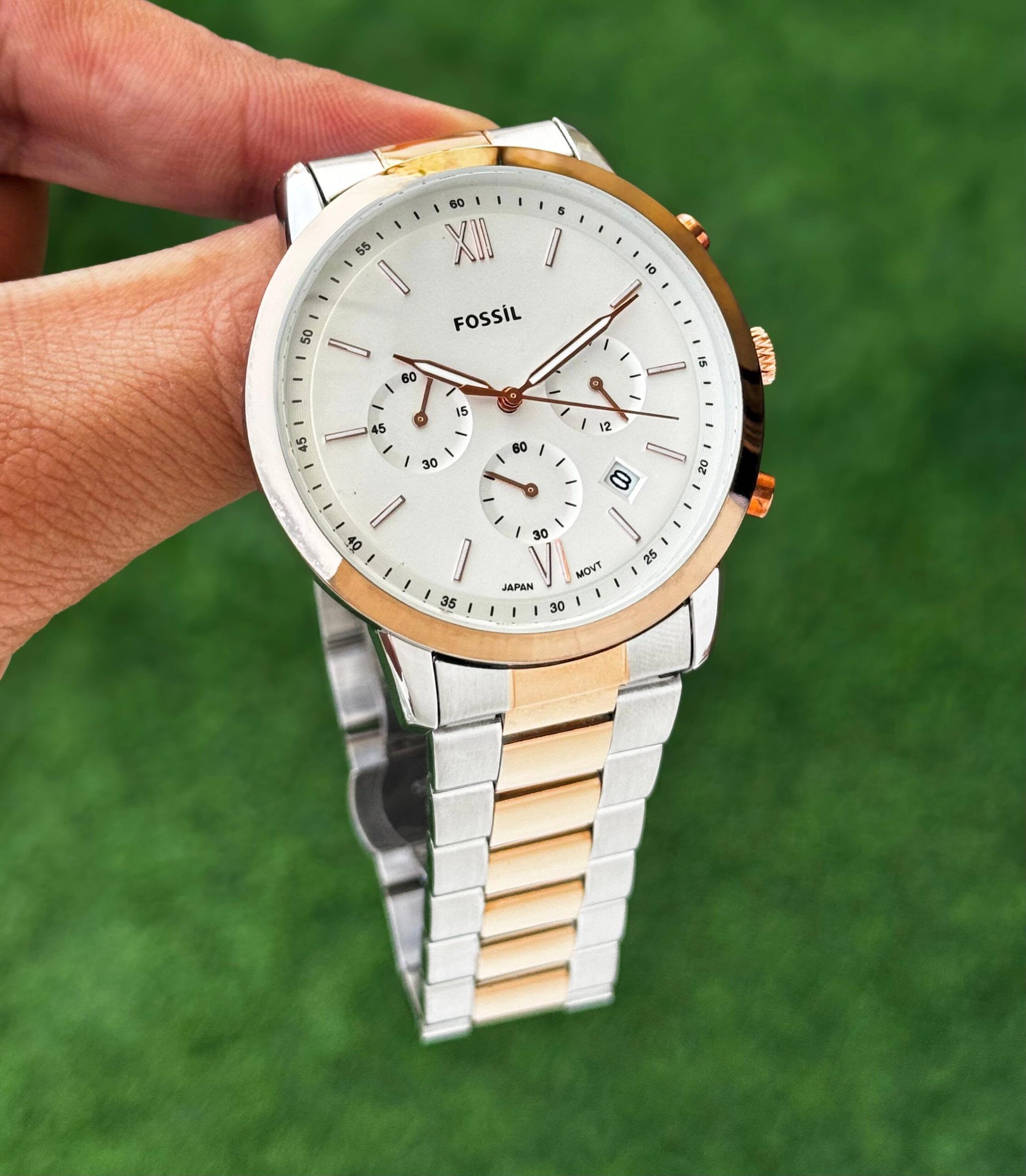 Fossil Chronograph White Dial Two-Tone