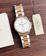 Fossil Chronograph White Dial Two-Tone