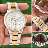 Fossil Chronograph White Dial Two-Tone