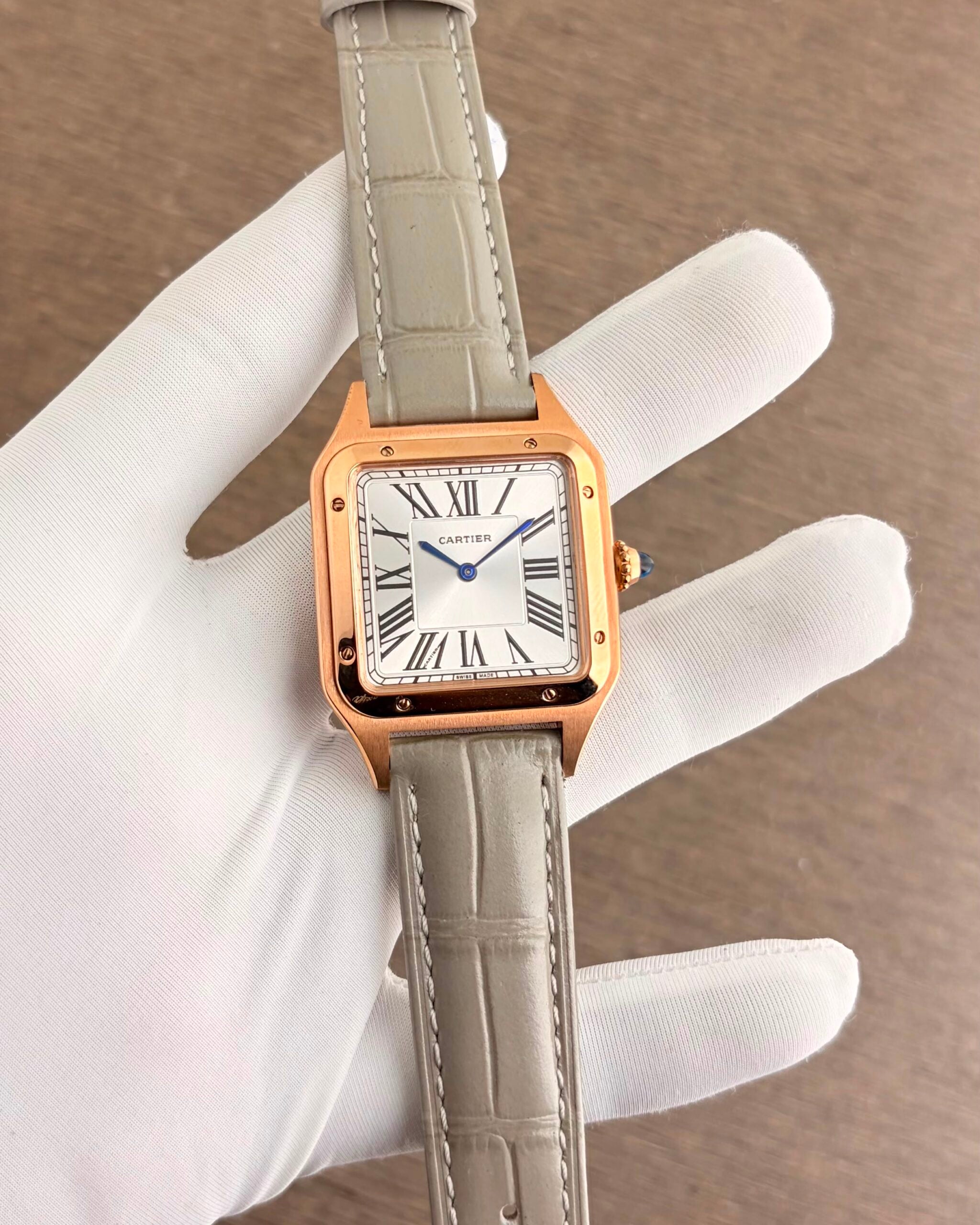 Cartier Santos Dumont Square Slim White Dial