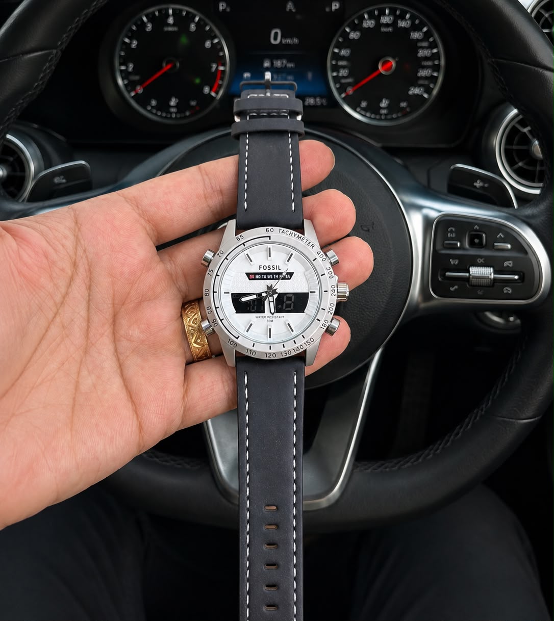 Fossil Digital White Black Analog
