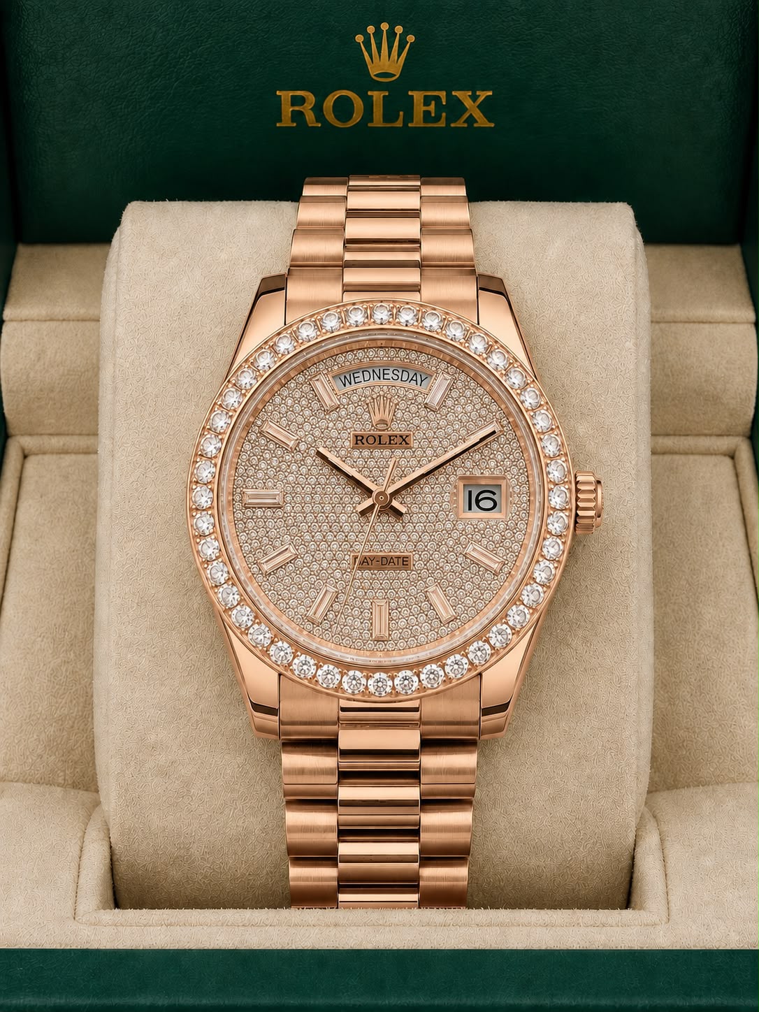 Rolex Day-Date 40 Everose Gold Diamond Dial