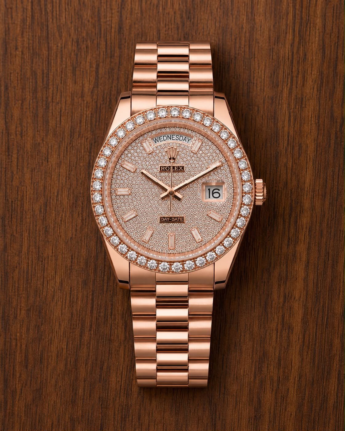 Rolex Day-Date 40 Everose Gold Diamond Dial