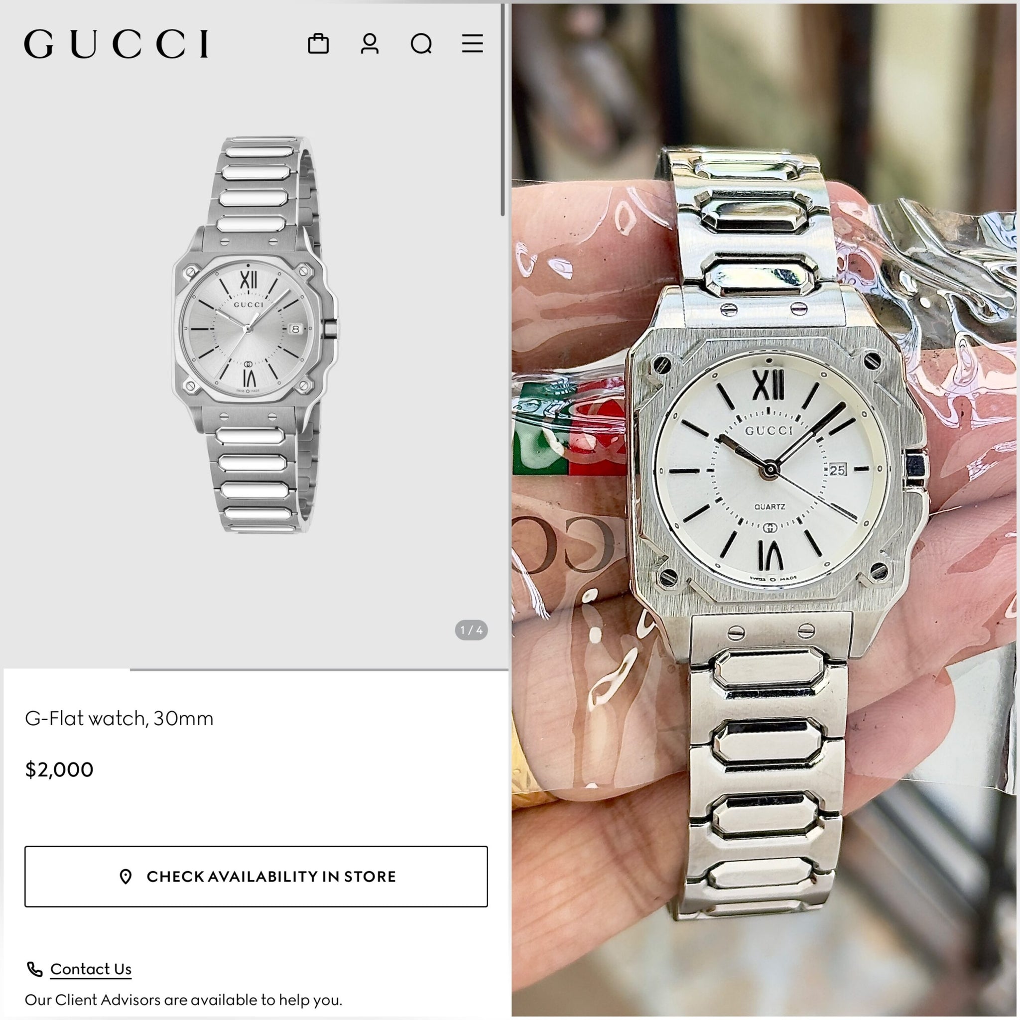 Gucci G-Flat Silver White Dial Quartz