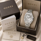 Gucci G-Flat Silver White Dial Quartz
