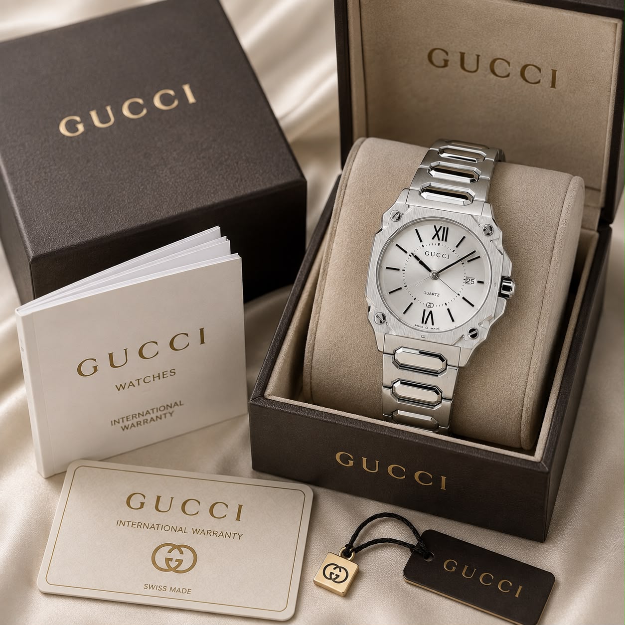 Gucci G-Flat Silver White Dial Quartz