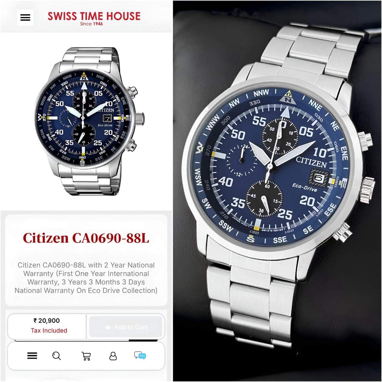 Citizen Eco-Drive Blue Dial Chronograph