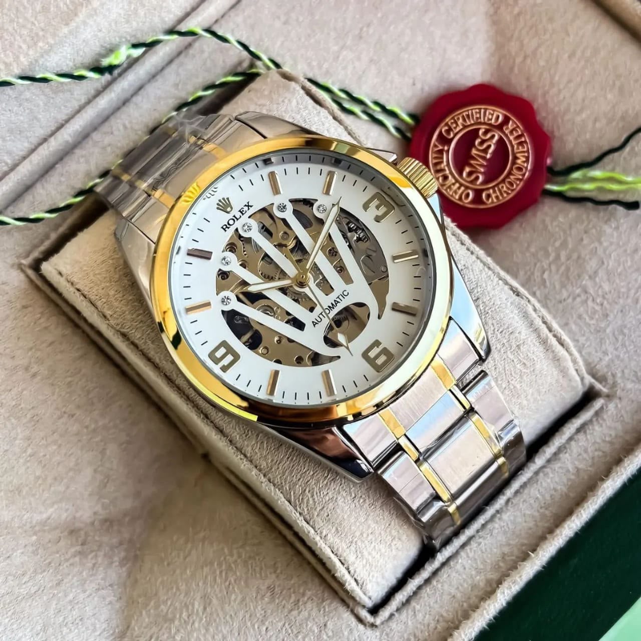 Rolex Automatic Transparent Dial Silver Gold