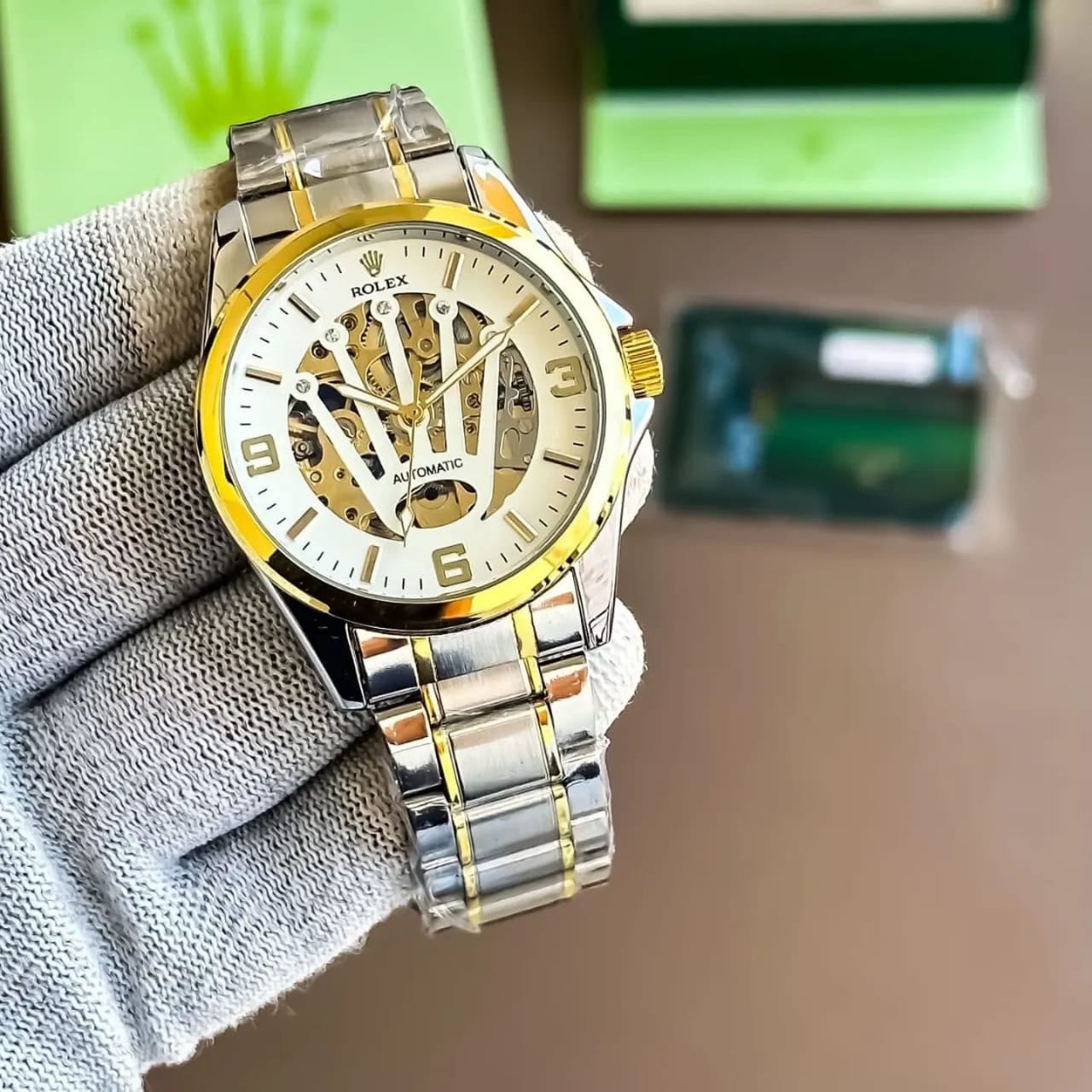 Rolex Automatic Transparent Dial Silver Gold