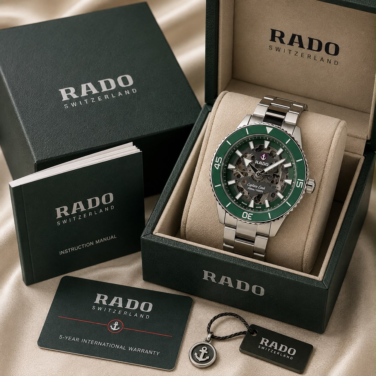 Rado Captain Cook Ceramic Green Skeleton Dial