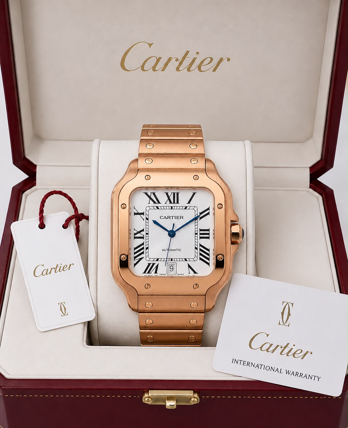 Cartier Santos Rosegold White Dial Automatic