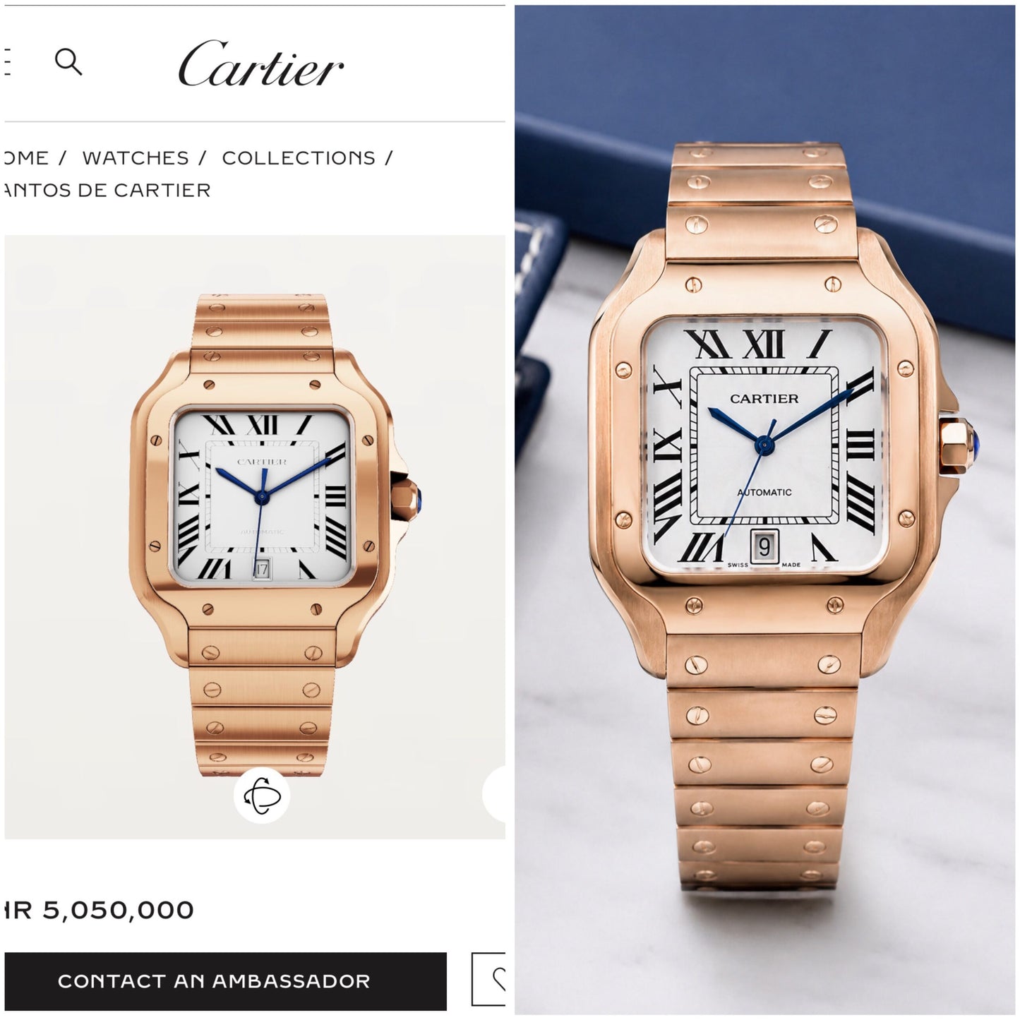 Cartier Santos Rosegold White Dial Automatic