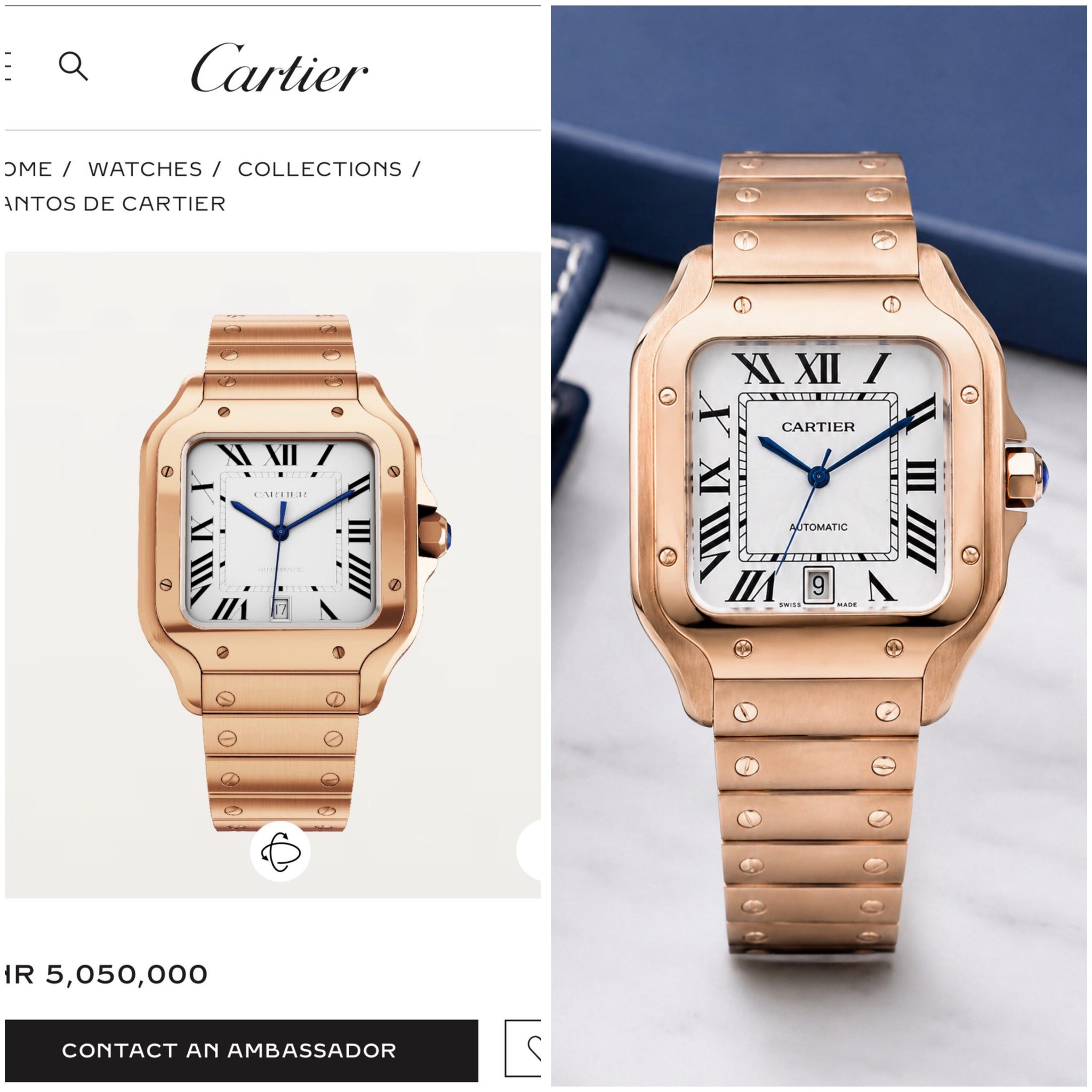 Cartier Santos Rosegold White Dial Automatic
