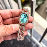 Swarovski Rose Gold Blue Diamond Dial