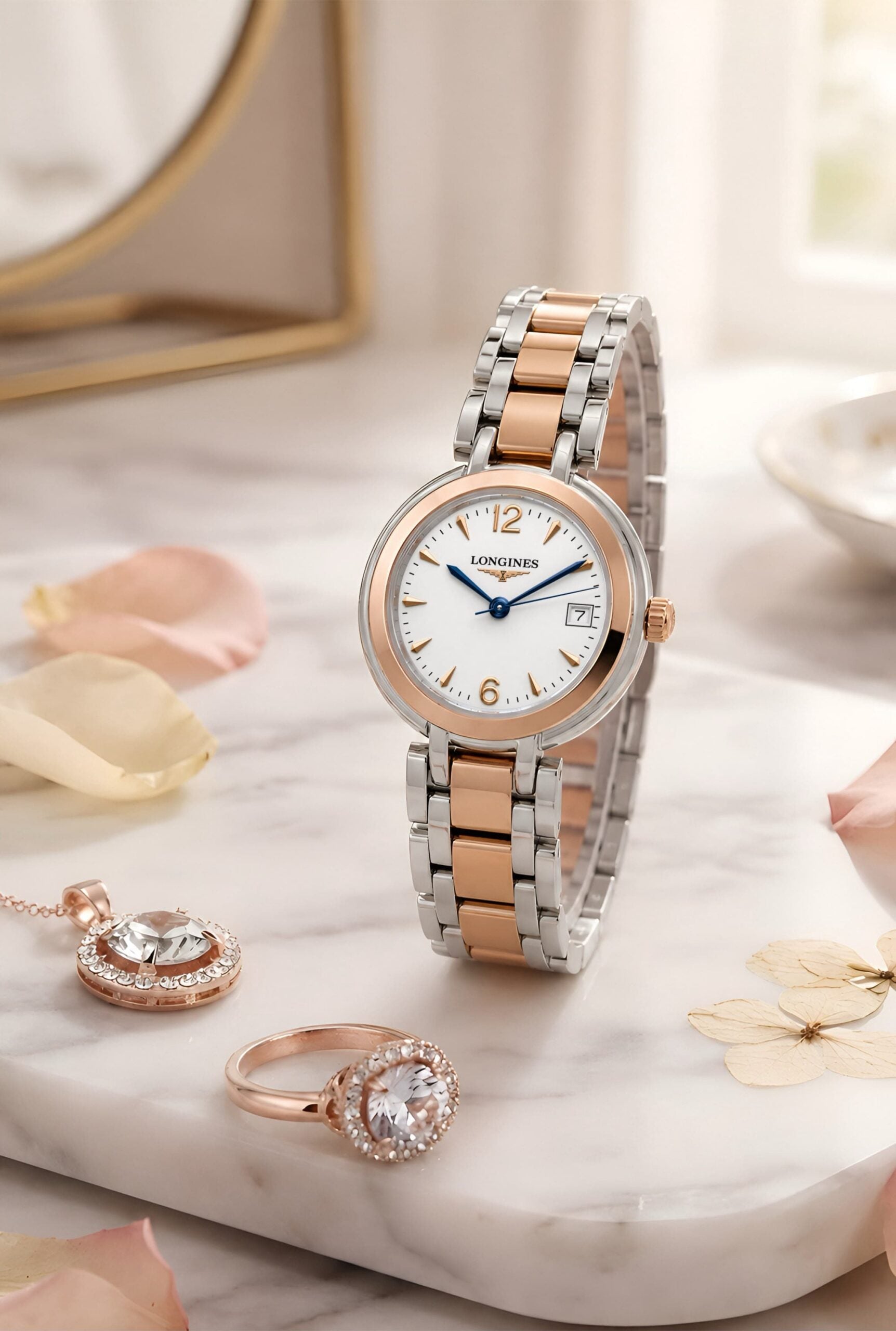 Longines PrimaLuna Silver Rose Gold