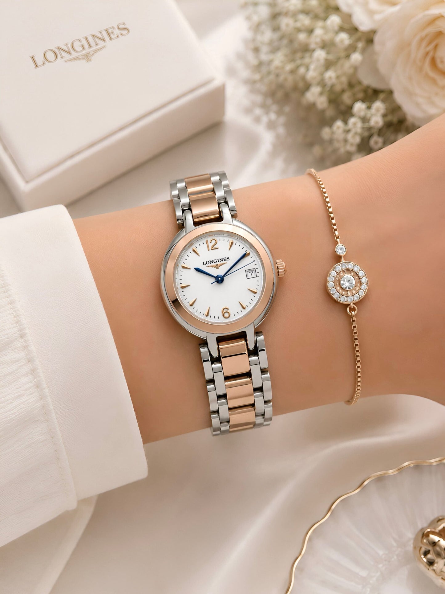 Longines PrimaLuna Silver Rose Gold