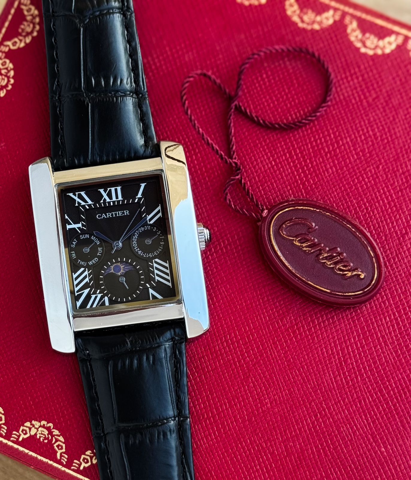 Cartier Diastar Square Slim Black Dial Chronograph