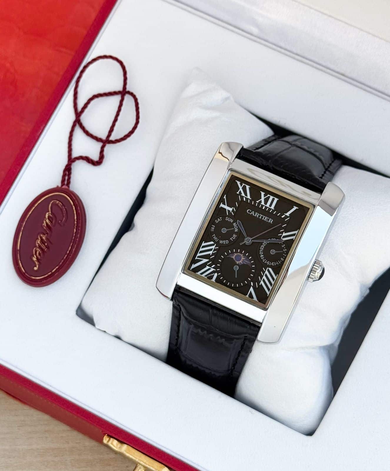 Cartier Diastar Square Slim Black Dial Chronograph
