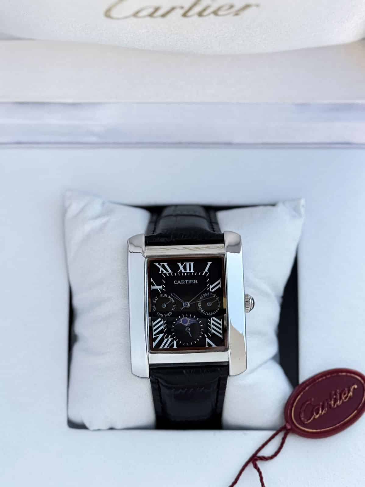 Cartier Diastar Square Slim Black Dial Chronograph