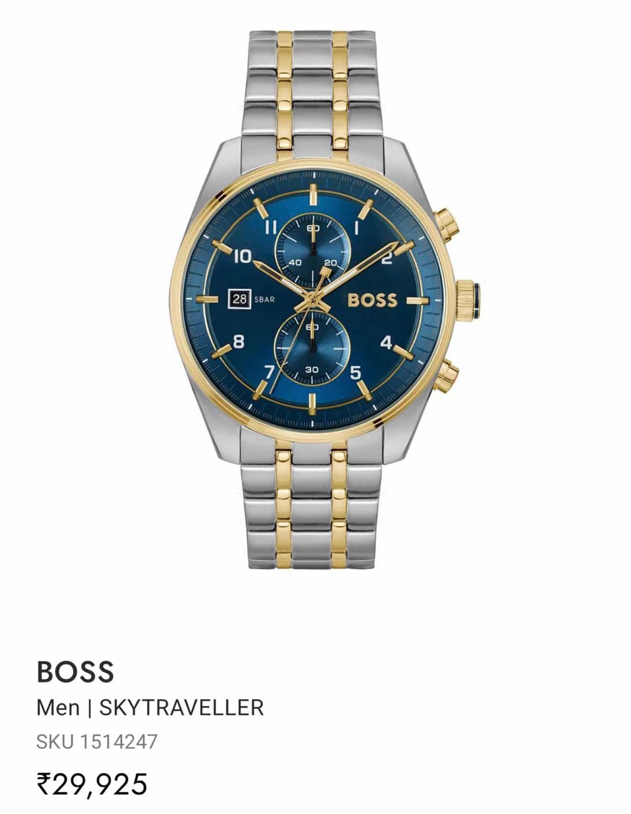 Boss Sky Traveller Blue Analog Dial