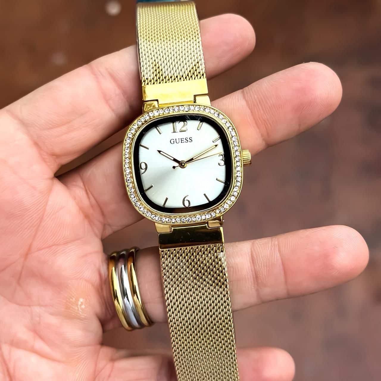 Guess Colorful Crystal Gold Dial