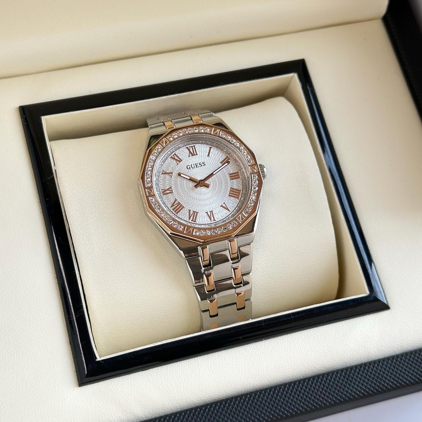 Guess Desire White Dial Rose Gold
