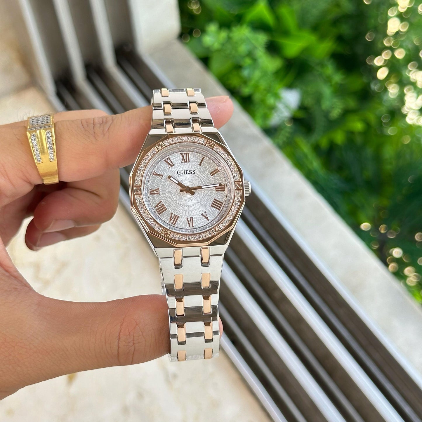 Guess Desire White Dial Rose Gold