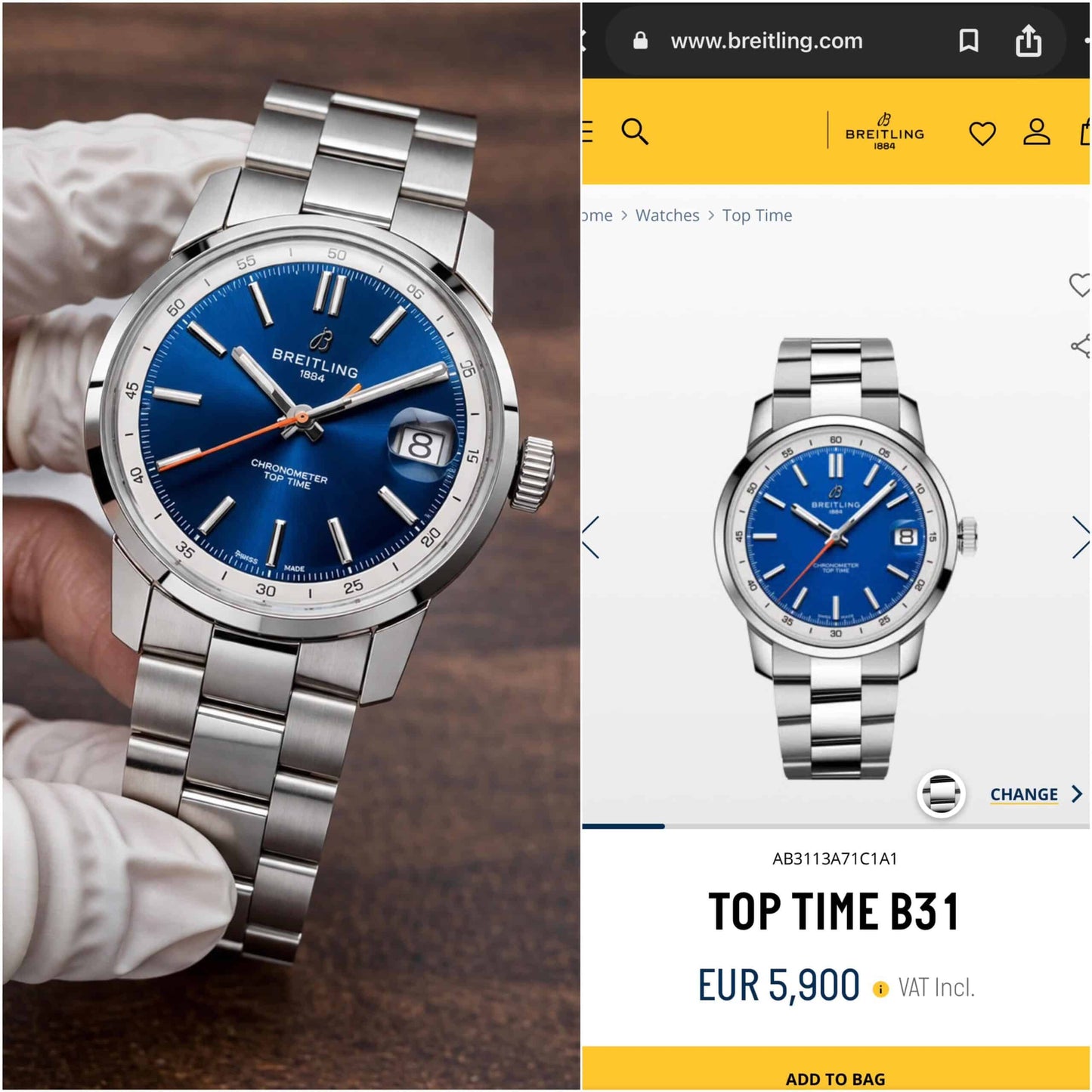 Breitling Top Time Vintage B31 Blue Dial Automatic