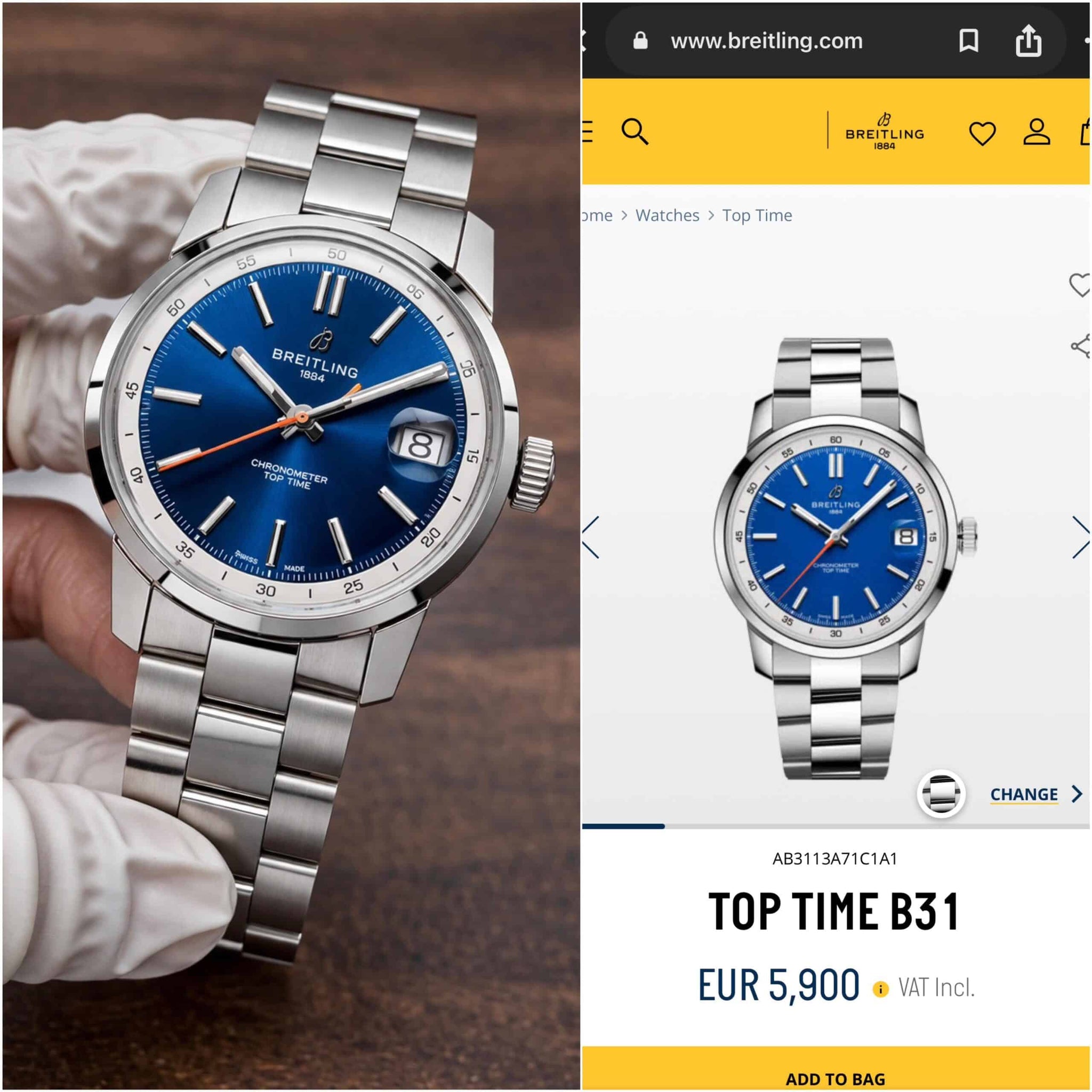 Breitling Top Time Vintage B31 Blue Dial Automatic