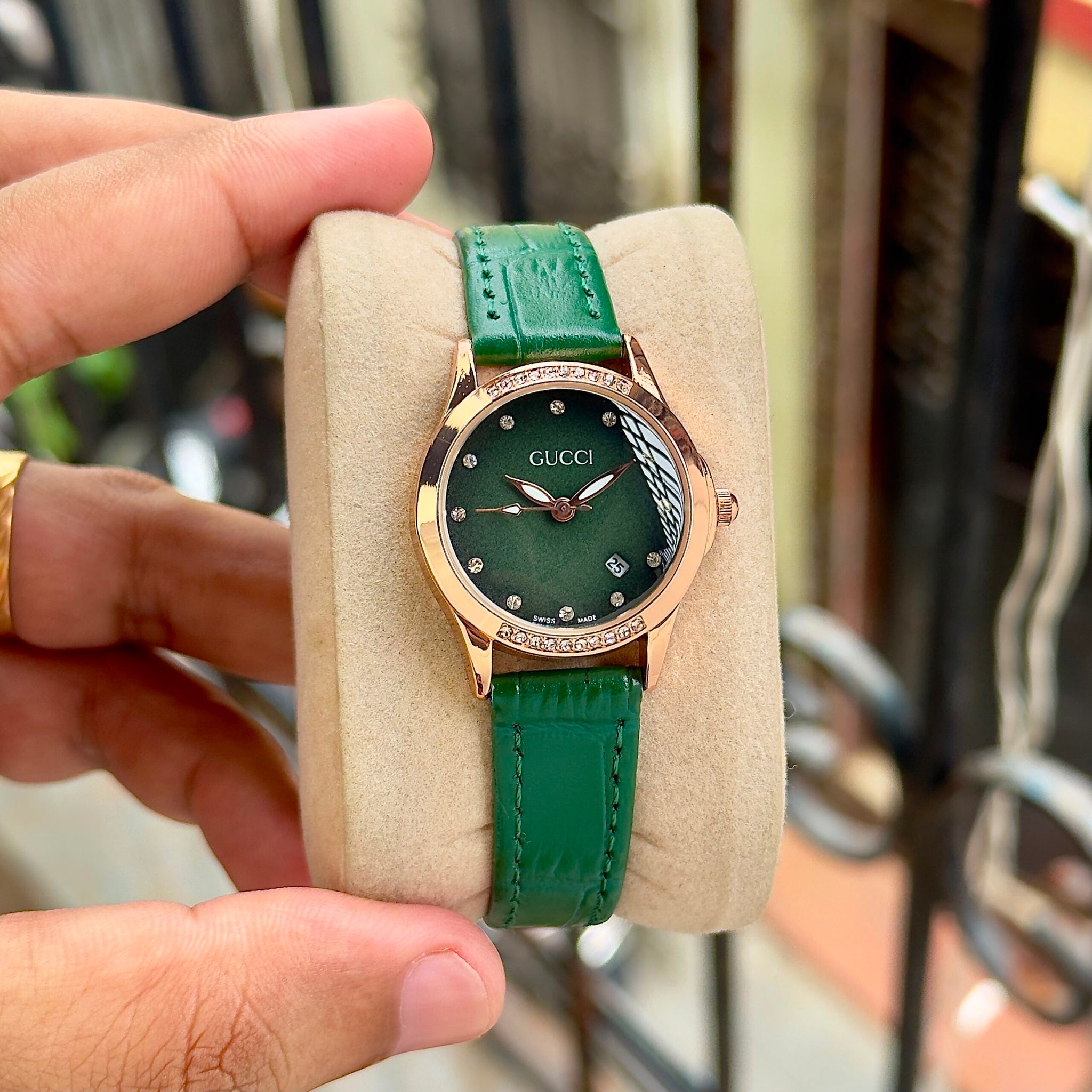 Gucci Green Dial Rose Gold