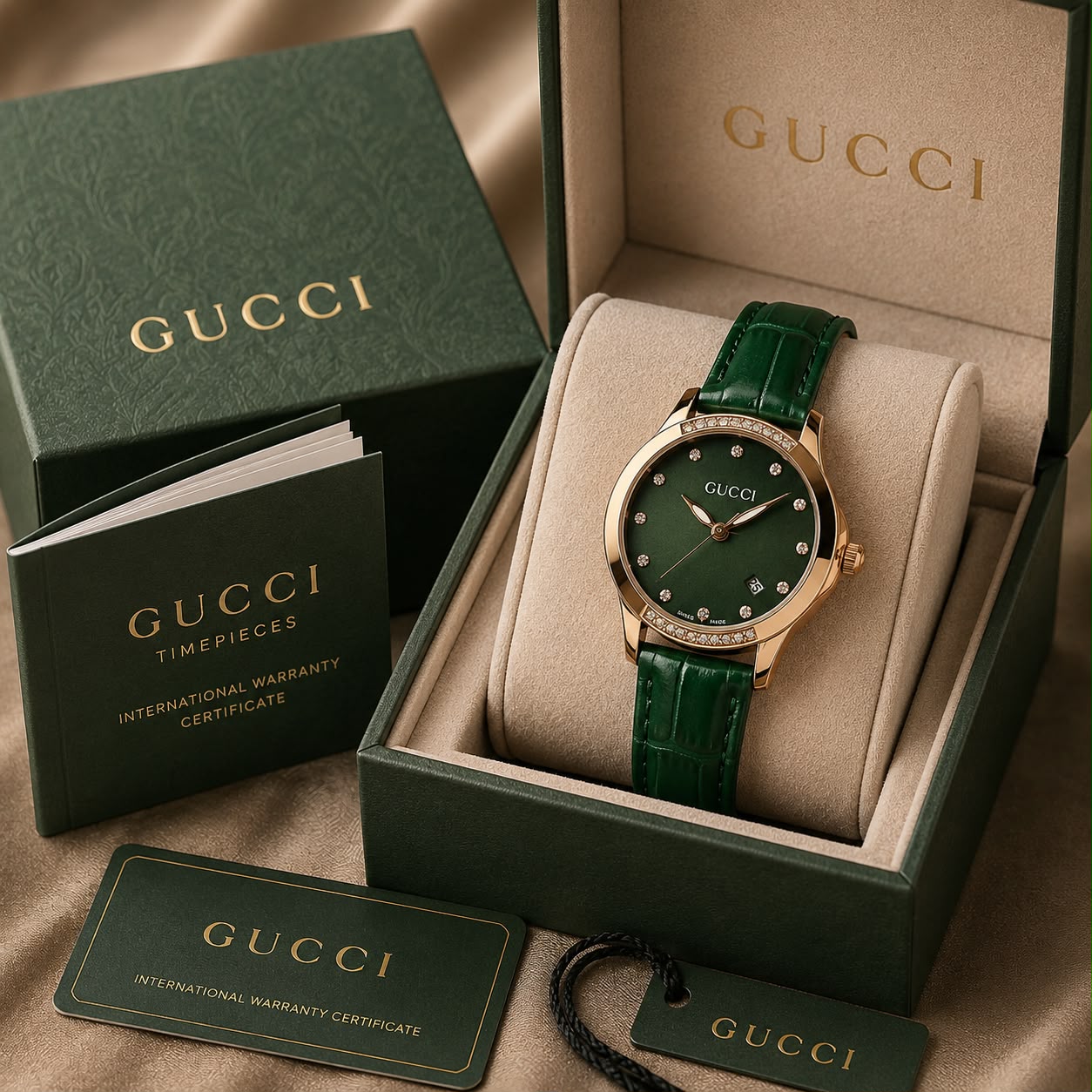 Gucci Green Dial Rose Gold