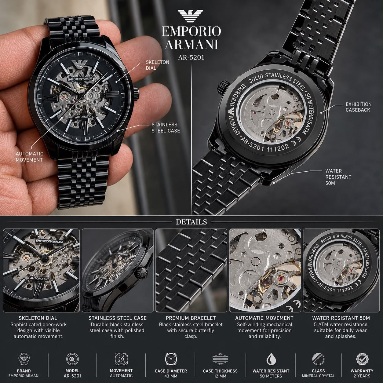 Armani Exchange Meccanico Skeleton Automatic