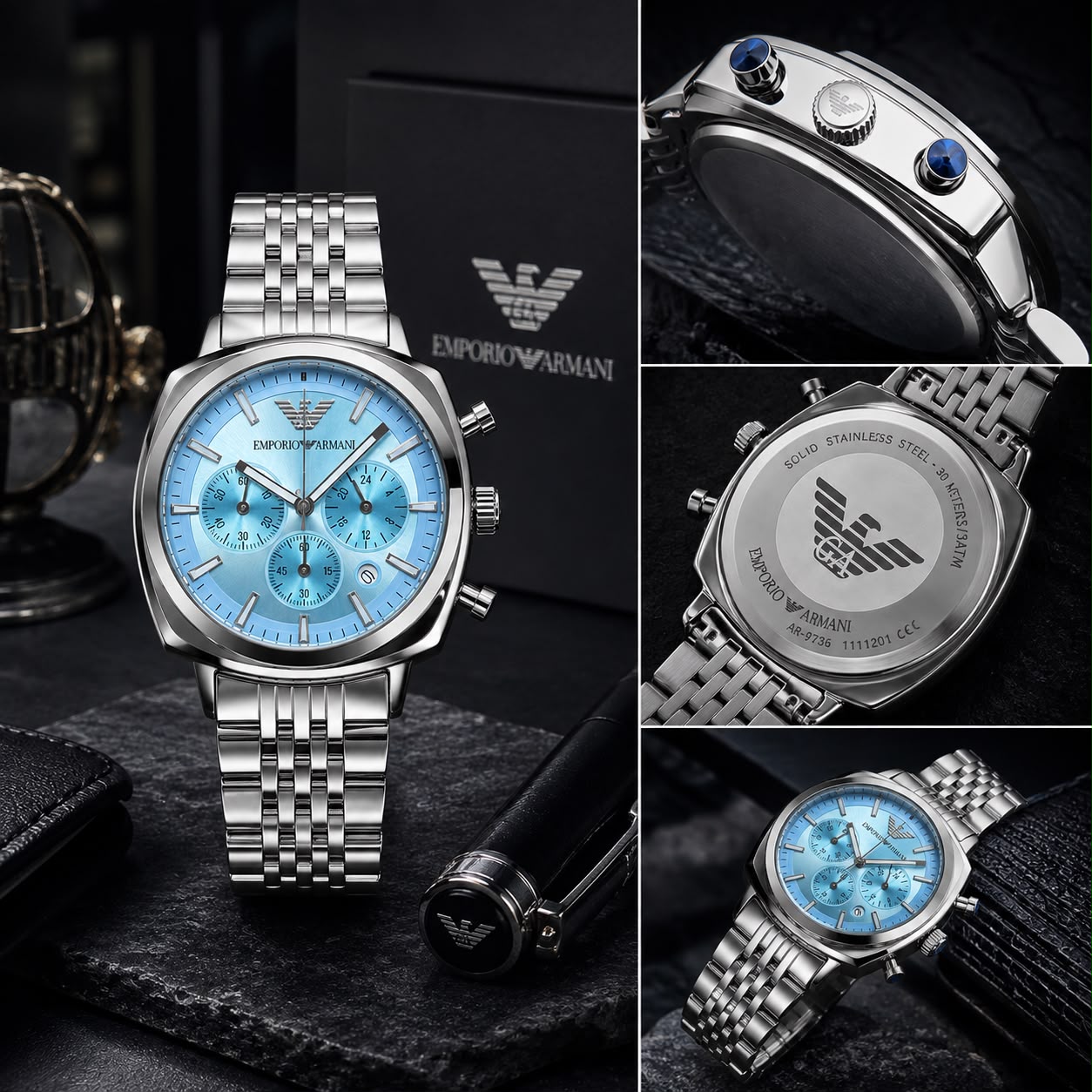 Emporio Armani Carlo Quartz Ice Blue Dial