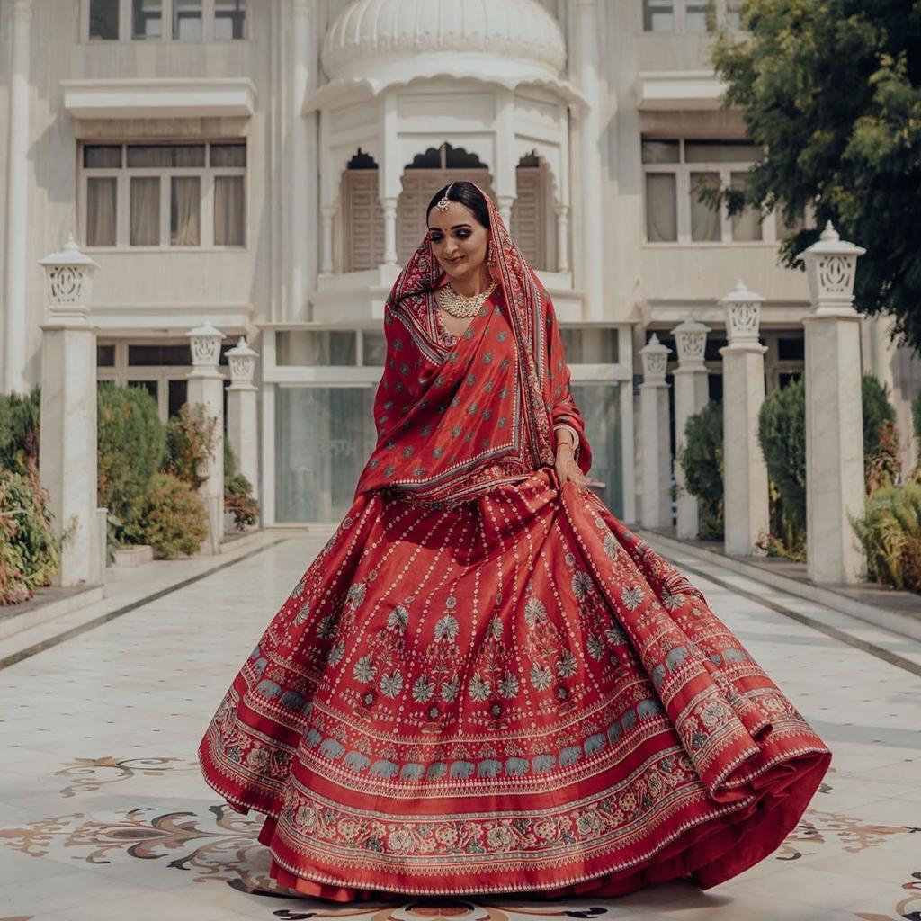 Maroon Lehenga Choli with Maslin Silk Dupatta