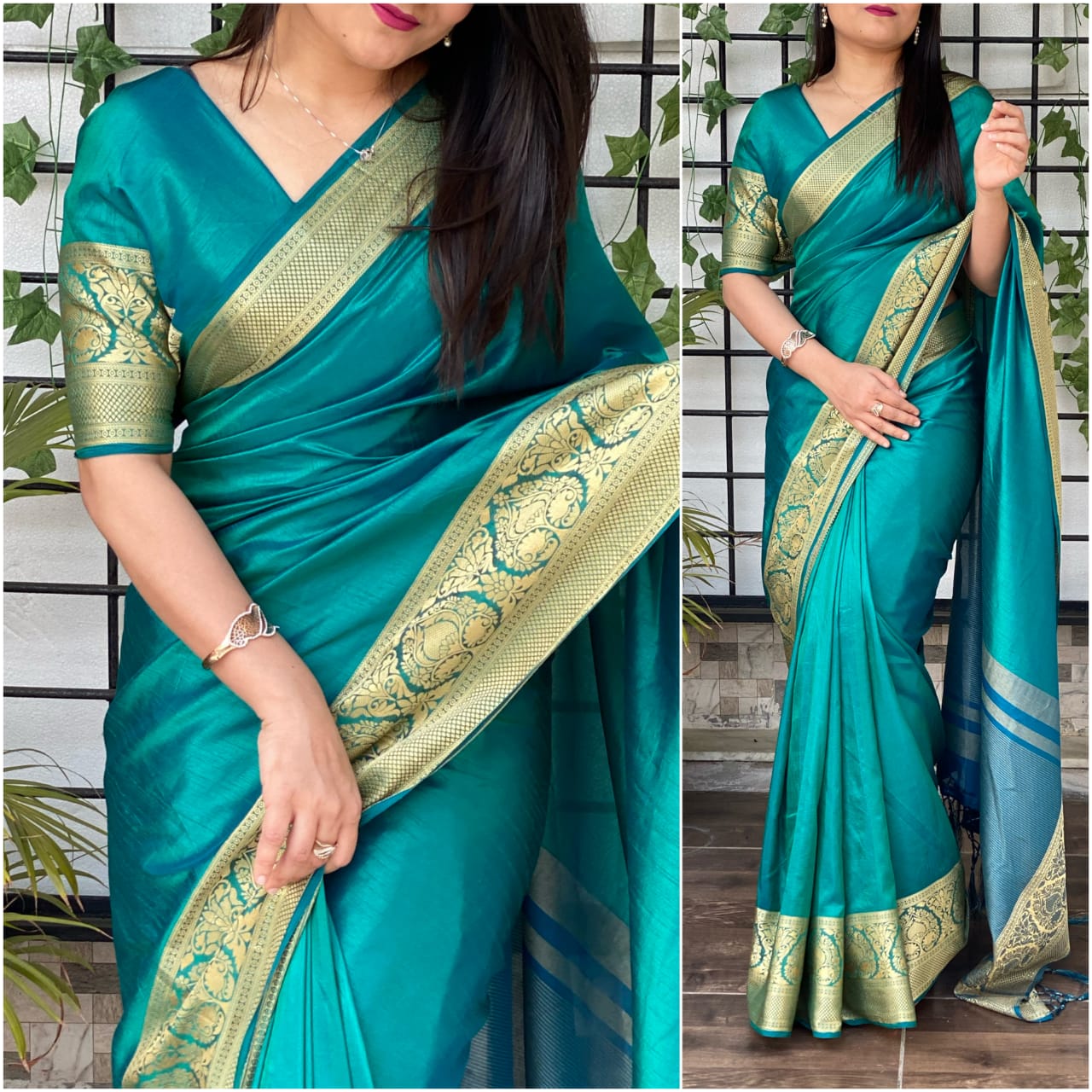 Green Color Silk Saree with Jacquard Work