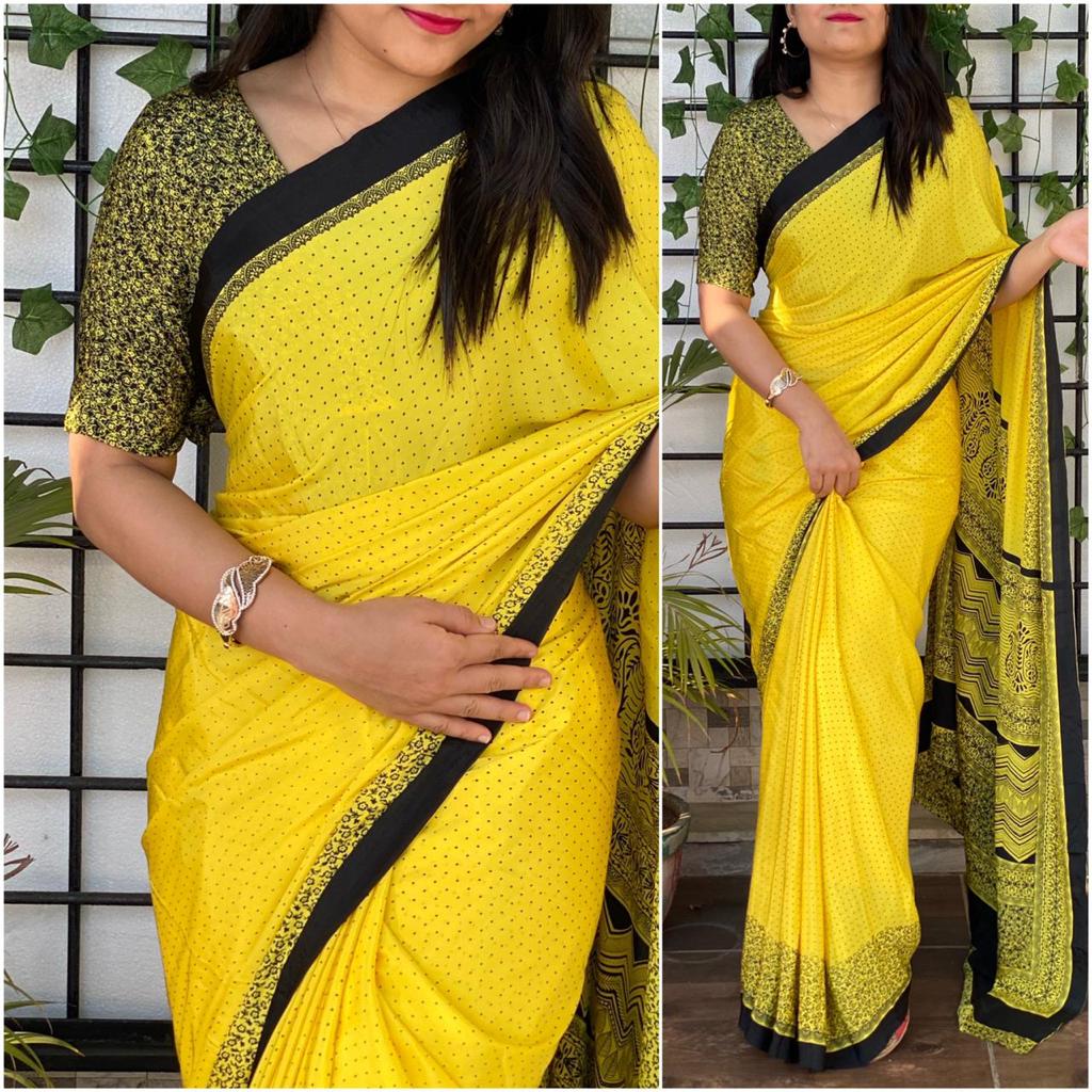 Silk Saree with Printed Silk Blouse