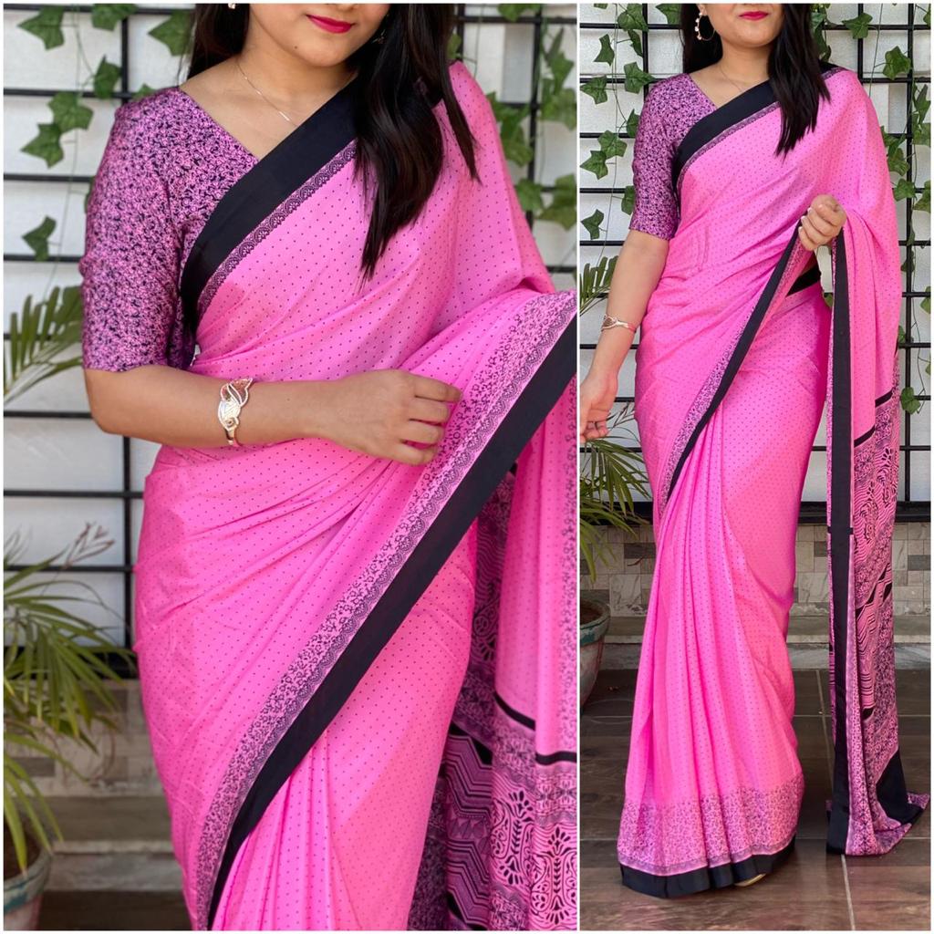 Silk Saree with Printed Silk Blouse