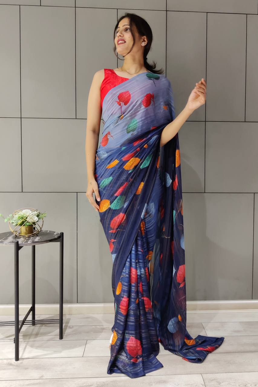 Georgette Printed Saree with Silk Blouse