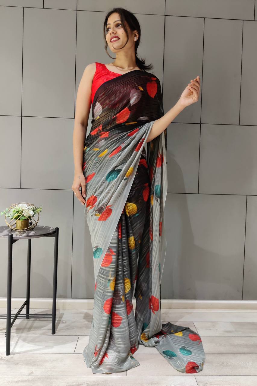 Georgette Printed Saree with Silk Blouse